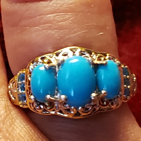 Independant Jewelry - Rare Enchanting Sleeping Beauty Turquoise,Malgache Neon Apatite Ring 2.10 ctw